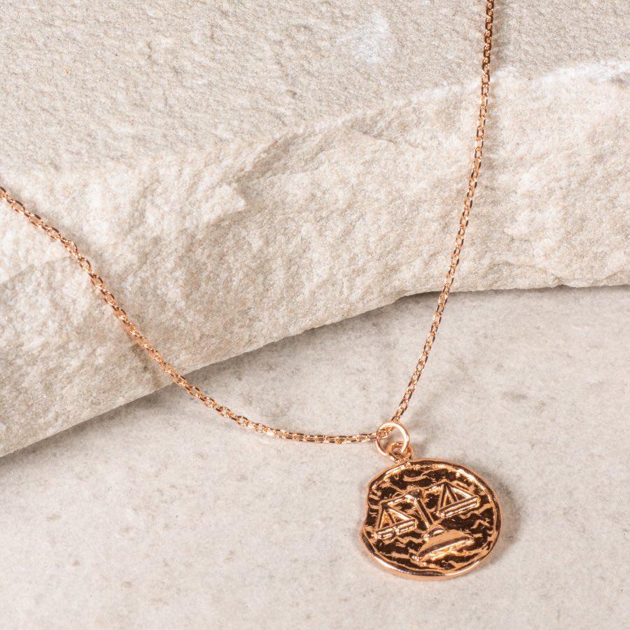 Libra Star Sign Necklace - Fine chain necklace featuring a delicate star sign pendant. Birth date September 23 - October 22 is for Libra. Available in Silver, Gold, and Rose Gold.